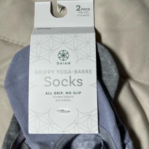 GAIAM Gray and Blue Grip Socks for Pilates-Yoga-Barre - Picture 5 of 7